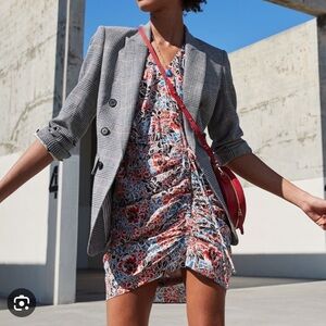 Veronica Beard Red Asymmetrical Ruched Mini Dress